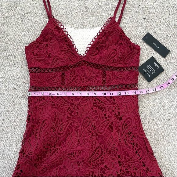 Lulus Dearly Beloved Deep Red Crochet Lace Dress Medium - Picture 6 of 11